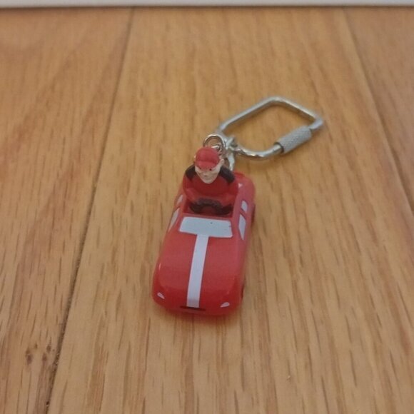Vintage Japan RaceCar Driver Red Sports Car‎  Keychain W/ Carabiner - Picture 7 of 8